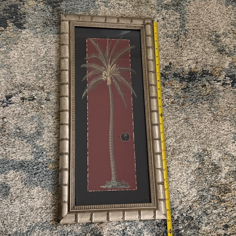 Tommy Bahama Style Tropical Palm Tree Picture in 10.5 inch x 22.75 inch Frame - Picture 2 of 9